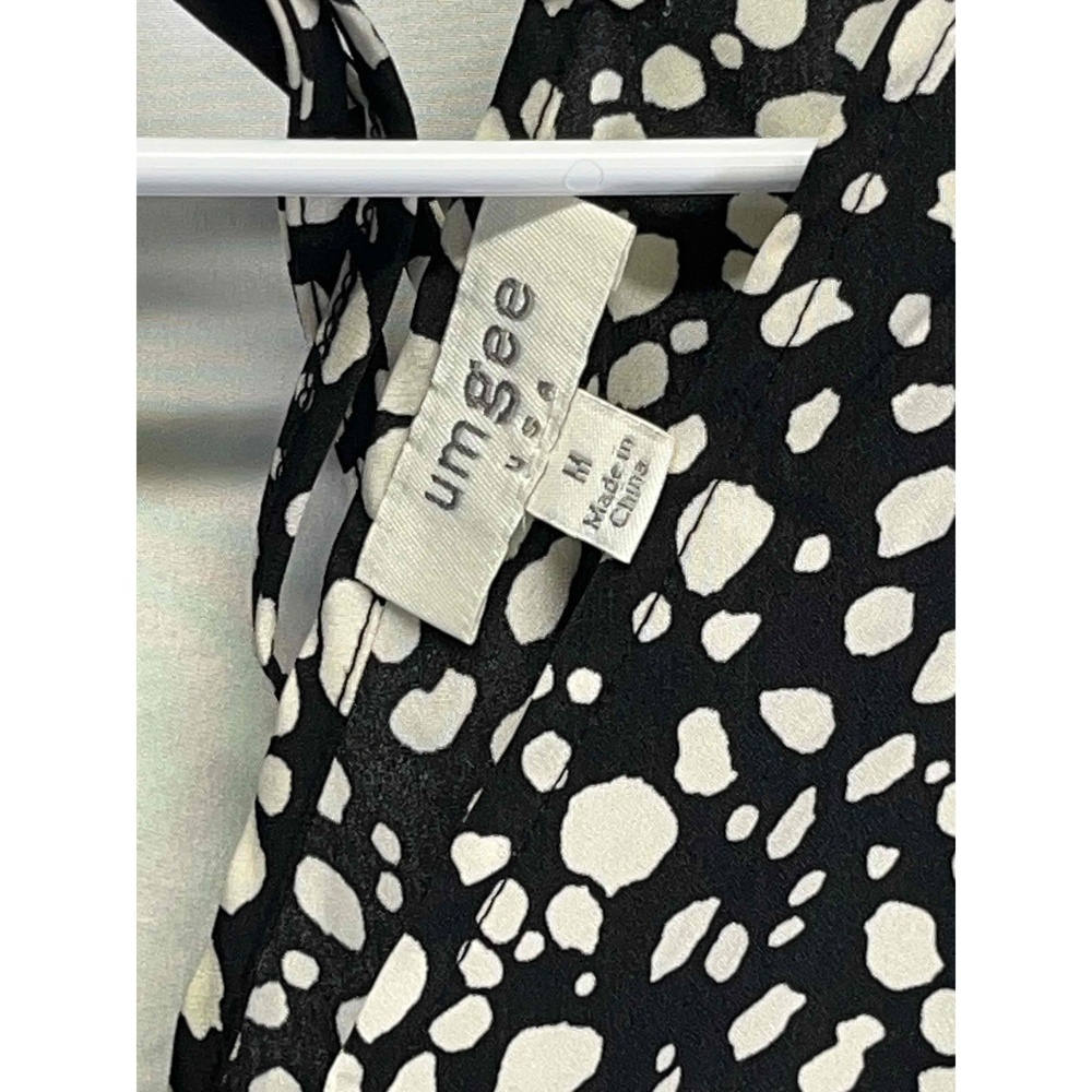 Umgee Sleeveless White Black Animal Print Open Back Fringe Tank Dress Medium - Picture 3 of 9